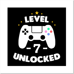 Level 7 Unlocked Gamer Seventh Birthday Posters and Art